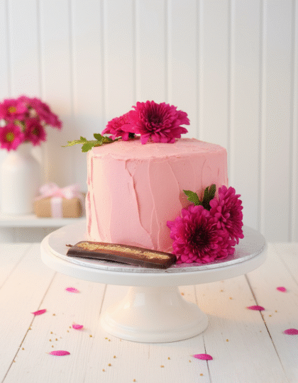 Hot Pink Blossom Fudge Cake